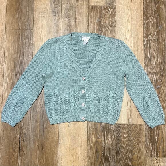 Vtg Ramie Cotton Blend Heavy Cable Knit Cardigan Sz M Preppy Classic Cottage 90s - Picture 4 of 6